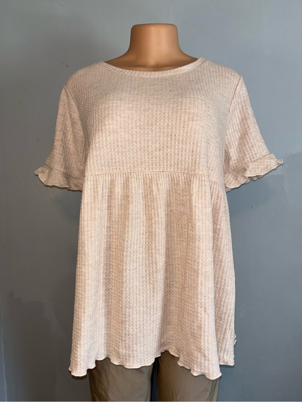 Women's Cream Ruffle Sleeve Maternity Top
